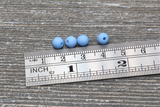 6mm Matte Blue Gumball Beads, Round Acrylic Loose Beads, Solid Bubblegum Beads, Chunky Beads, Round Plastic Beads #577
