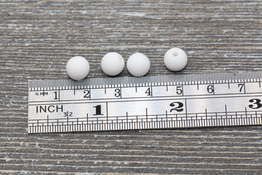 8mm Matte White Gumball Beads, Frosted Round Acrylic Loose Beads, Solid Bubblegum Beads, Chunky Beads, Round Plastic Beads #593