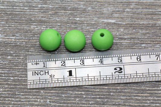 12mm Matte Green Gumball Beads, Round Acrylic Loose Beads, Solid Bubblegum Beads, Chunky Beads, Round Plastic Beads #613