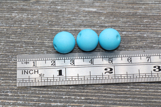 12mm Matte Turquoise Blue Gumball Beads, Round Acrylic Loose Beads, Solid Bubblegum Beads, Chunky Beads, Round Plastic Beads #616