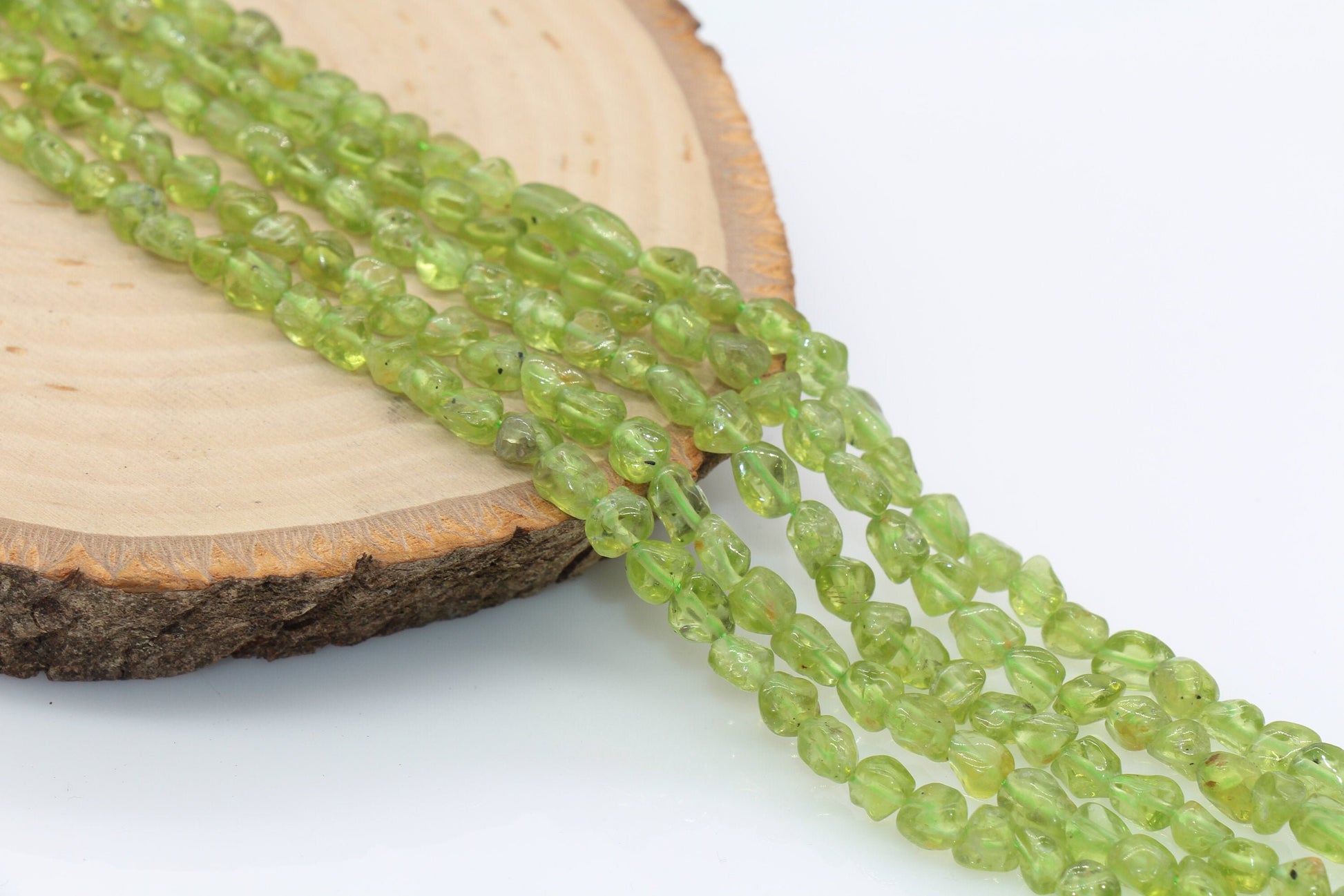 Green Peridot Nugget Beads, Gemstone Irregular Loose Beads, Pebble Nugget Beads, Size 6mm #51