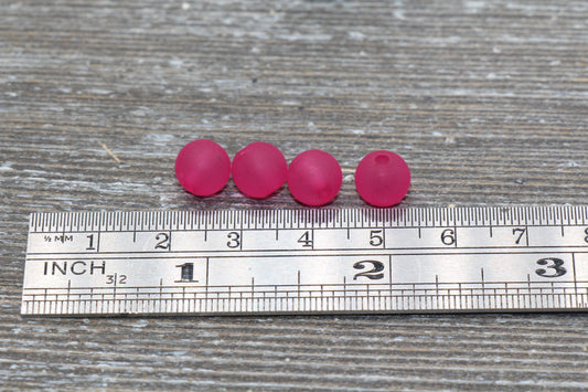 8mm Matte Fuchsia Gumball Beads, Round Acrylic Loose Beads, Frosted Bubblegum Beads, Chunky Beads, Round Plastic Beads #665