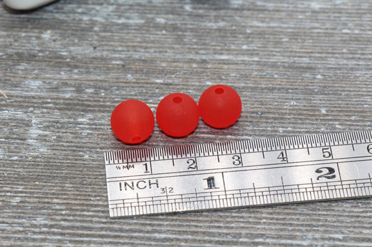 10mm Matte Red Gumball Beads, Round Acrylic Loose Beads, Solid Bubblegum Beads, Chunky Beads, Round Plastic Beads #678