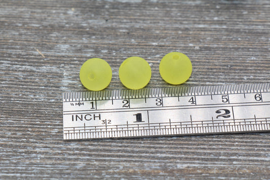 10mm Matte Yellow Gumball Beads, Round Acrylic Loose Beads, Frosted Bubblegum Beads, Chunky Beads, Round Plastic Beads #680