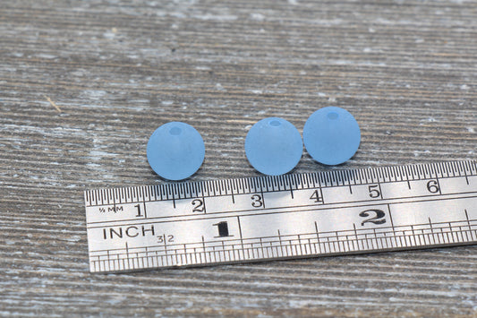 10mm Matte Blue Gumball Beads, Round Acrylic Loose Beads, Frosted Bubblegum Beads, Chunky Beads, Round Plastic Beads #685