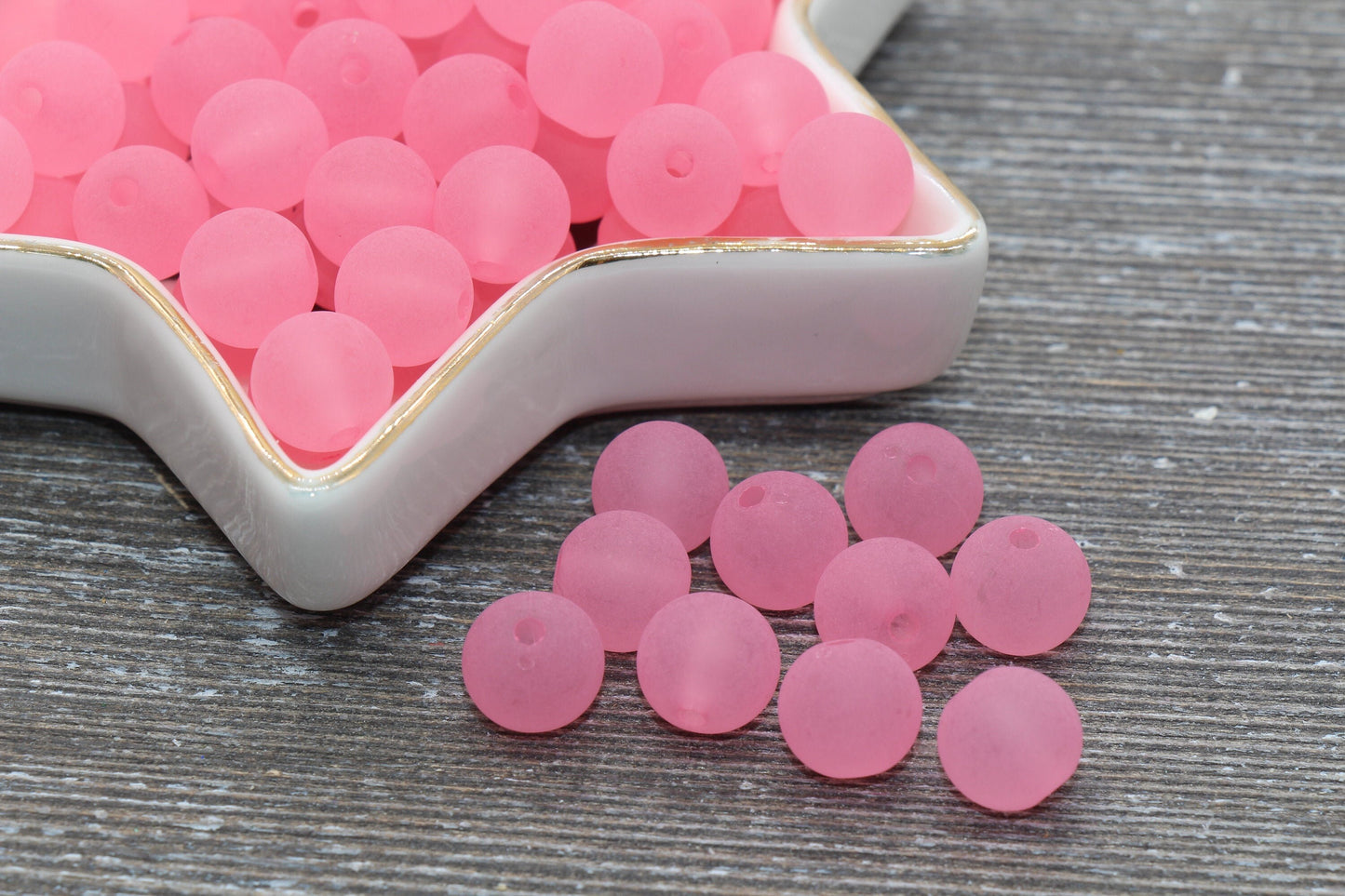 10mm Matte Pink Gumball Beads, Round Acrylic Loose Beads, Frosted Bubblegum Beads, Chunky Beads, Round Plastic Beads #682