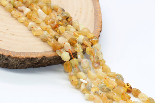 Yellow Opal Nugget Beads, Gemstone Irregular Loose Beads, Pebble Nugget Beads, Size 6mm-7mm #47