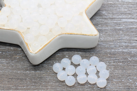 8mm Translucent White Gumball Beads, Jelly White Round Acrylic Loose Beads, Bubblegum Beads, Chunky Beads, Smooth Plastic Round Beads #403