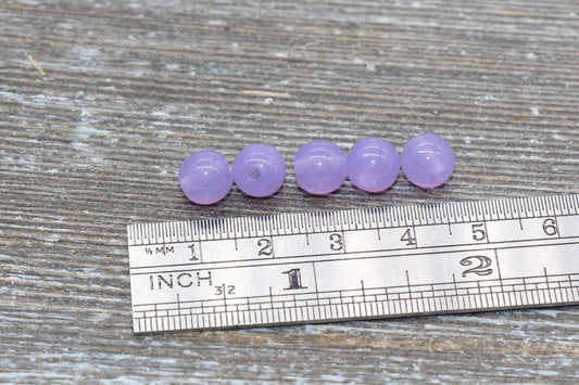 8mm Purple Translucent Gumball Beads, Round Acrylic Loose Beads, Bubblegum Beads, Chunky Beads, Smooth Plastic Round Beads #413
