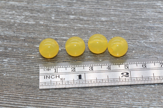 12mm Yellow Translucent Gumball Beads, Round Acrylic Loose Beads, Bubblegum Beads, Chunky Beads, Smooth Plastic Round Beads #429