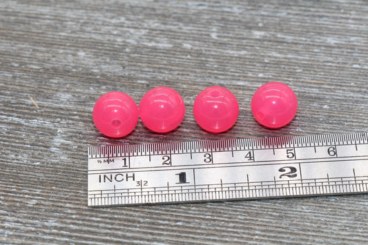 12mm Rose Pink Translucent Gumball Beads, Round Acrylic Loose Beads, Bubblegum Beads, Chunky Beads, Smooth Plastic Round Beads #431
