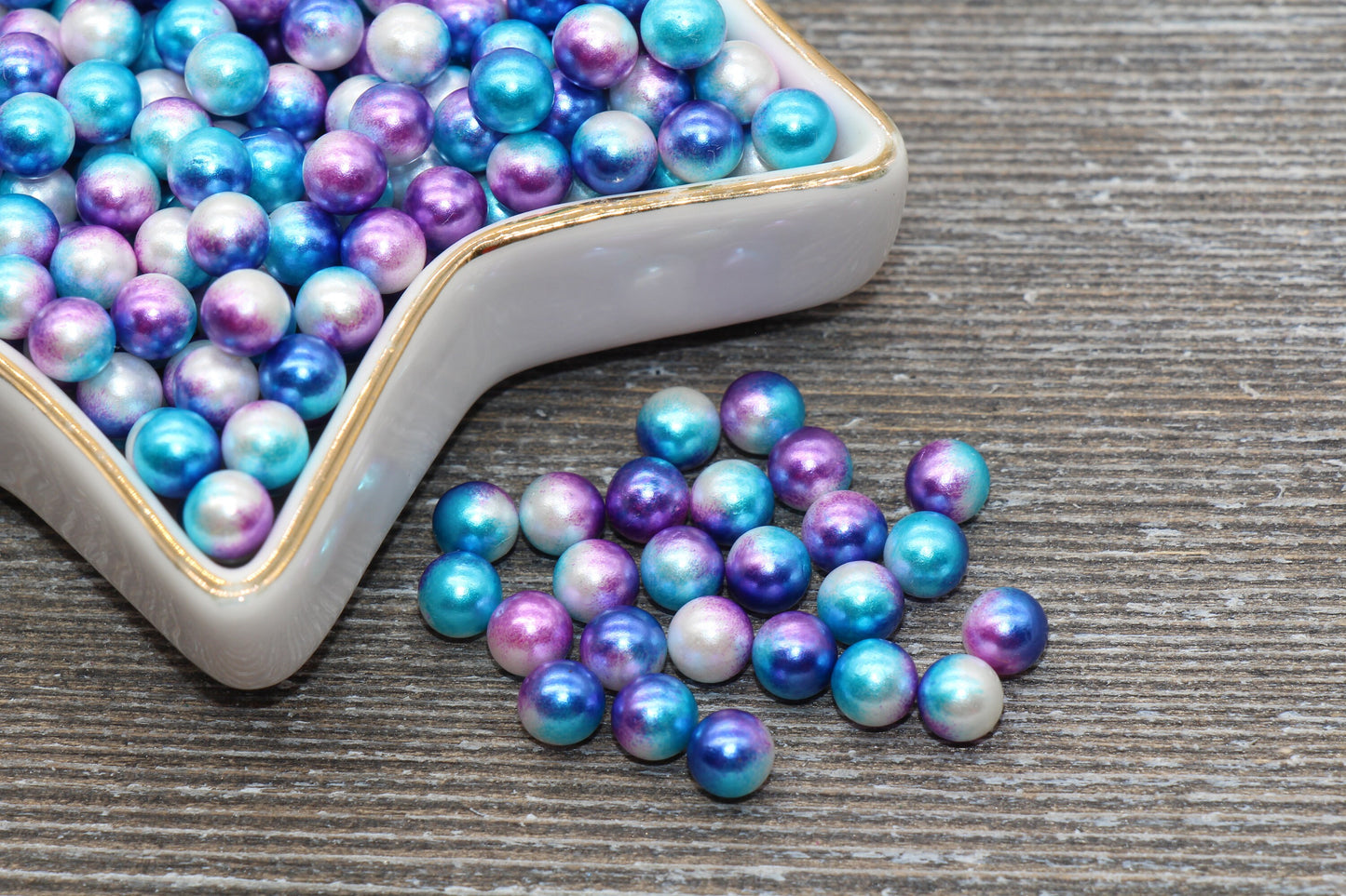 NO Holes 6mm Mermaid Caviar Pearl Beads, Mermaid Ombre Beads, Round Slime Beads, Imitation Pearl Beads, NO HOLE Beads