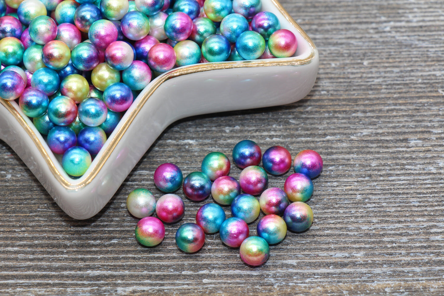 NO Holes 6mm Mermaid Caviar Pearl Beads, Mermaid Ombre Beads, Round Slime Beads, Imitation Pearl Beads, NO HOLE Beads