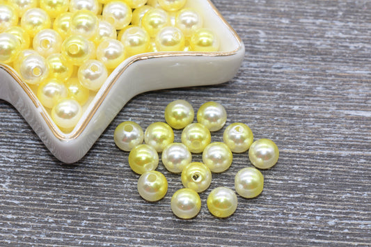 8mm Yellow White Mermaid Ombre Pearls Beads, Ombre Beads, Chunky Beads, Imitation Pearl Beads, Gumball Beads, #536