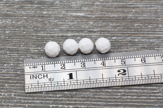 8mm White Faceted Gumball Beads, Round Acrylic Loose Beads, Chunky Beads, Faceted Plastic Beads, Bubble Gum Beads #551