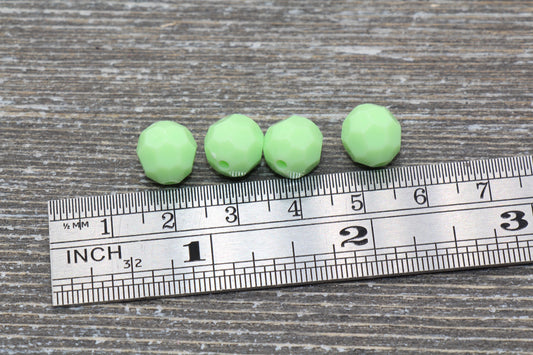 10mm Green Faceted Gumball Beads, Round Acrylic Loose Beads, Chunky Beads, Faceted Plastic Beads, Bubble Gum Beads #564
