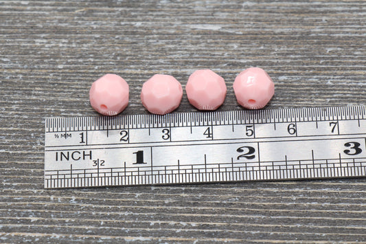 10mm Baby Pink Faceted Gumball Beads, Round Acrylic Loose Beads, Chunky Beads, Faceted Plastic Beads, Bubble Gum Beads #572