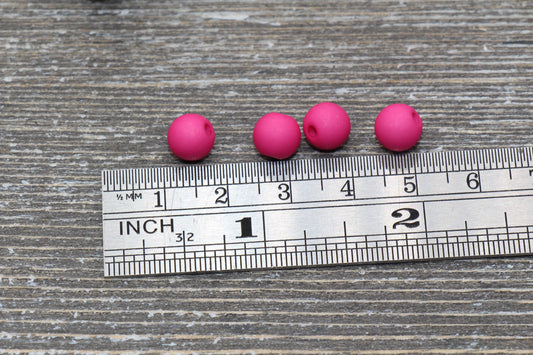 8mm Matte Fuchsia Gumball Beads, Round Acrylic Loose Beads, Solid Bubblegum Beads, Chunky Beads, Round Plastic Beads #598