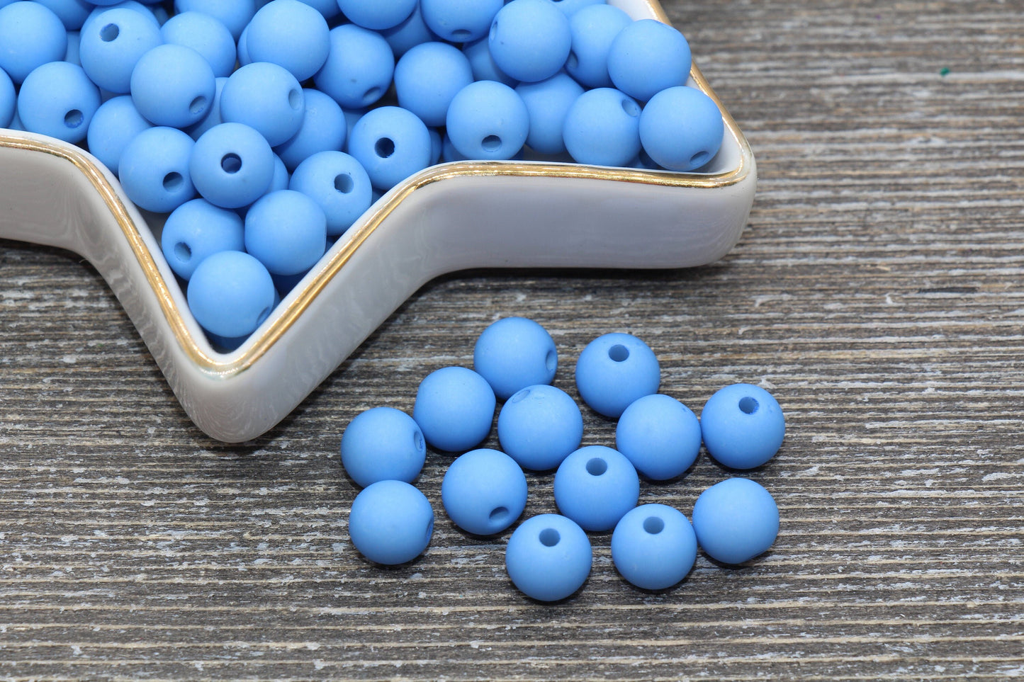 8mm Matte Blue Gumball Beads, Round Acrylic Loose Beads, Solid Bubblegum Beads, Chunky Beads, Round Plastic Beads #599
