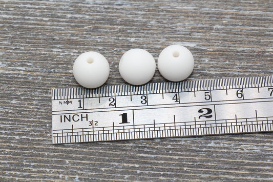 12mm Matte White Gumball Beads, Round Acrylic Loose Beads, Solid Bubblegum Beads, Chunky Beads, Round Plastic Beads #614
