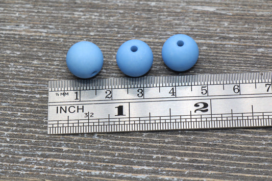 12mm Matte Blue Gumball Beads, Round Acrylic Loose Beads, Solid Bubblegum Beads, Chunky Beads, Round Plastic Beads #623