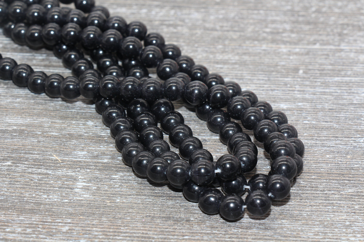 Black Cat Eye Beads, Smooth Round Beads, Sizes 4mm 6mm 8mm 10mm 12mm, Full Strand 15.5 inch, #176