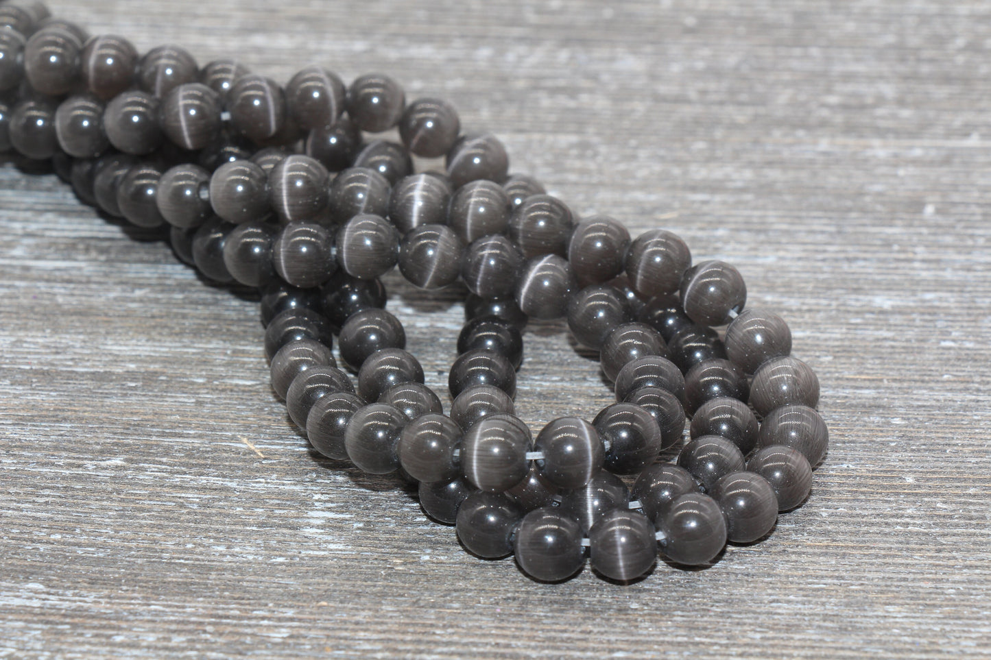 Gray Cat Eye Beads, Smooth Round Beads, Sizes 4mm 6mm 8mm 10mm 12mm, Full Strand 15.5 inch, #178