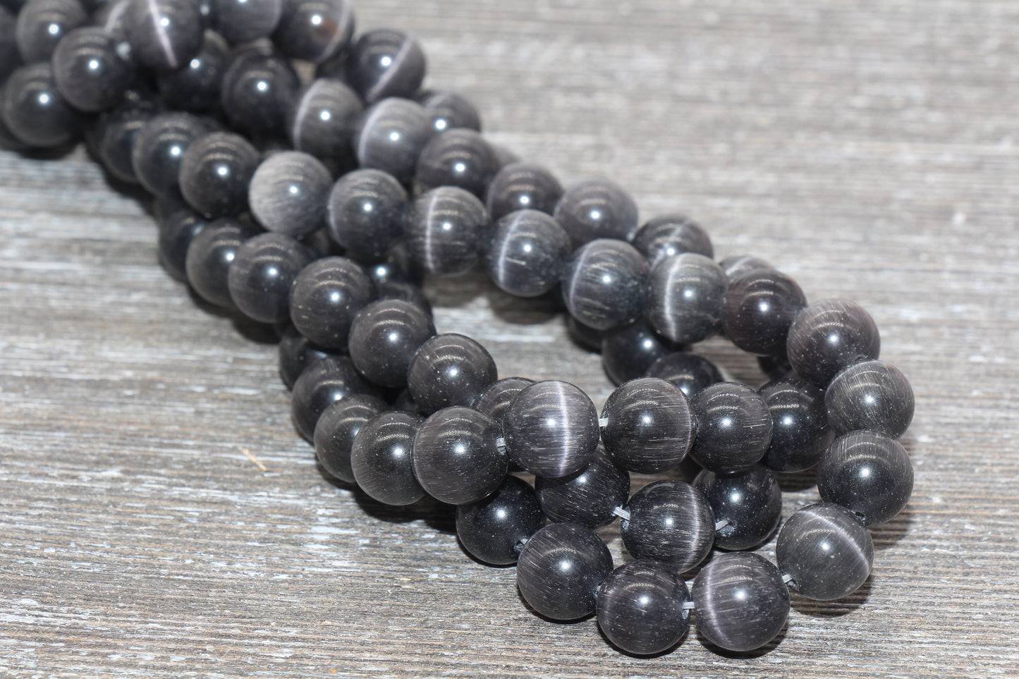 Gray Cat Eye Beads, Smooth Round Beads, Sizes 4mm 6mm 8mm 10mm 12mm, Full Strand 15.5 inch, #178
