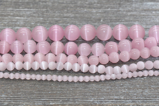 Light Pink Cat Eye Beads, Smooth Round Beads, Sizes 4mm 6mm 8mm 10mm 12mm, Full Strand 15.5 inch, #179