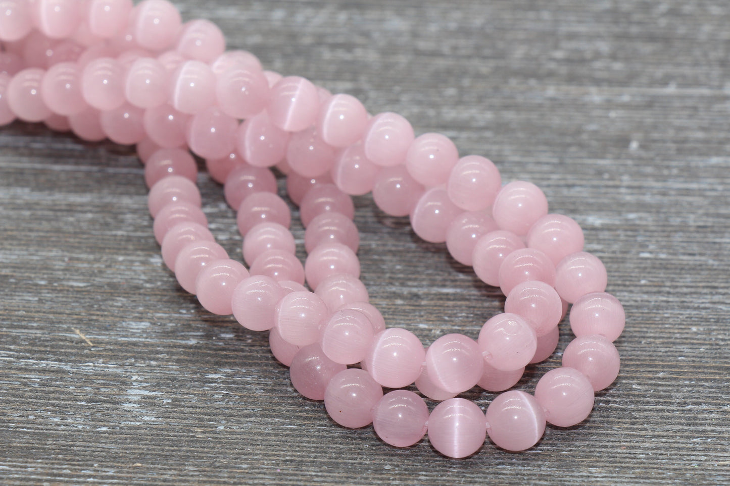 Light Pink Cat Eye Beads, Smooth Round Beads, Sizes 4mm 6mm 8mm 10mm 12mm, Full Strand 15.5 inch, #179