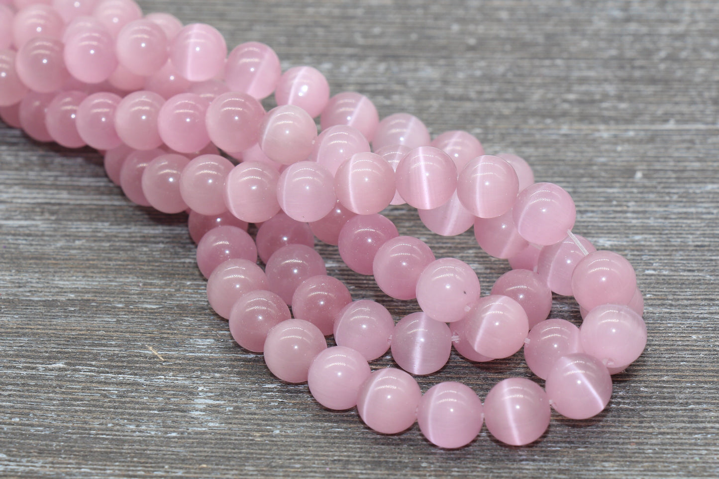 Light Pink Cat Eye Beads, Smooth Round Beads, Sizes 4mm 6mm 8mm 10mm 12mm, Full Strand 15.5 inch, #179