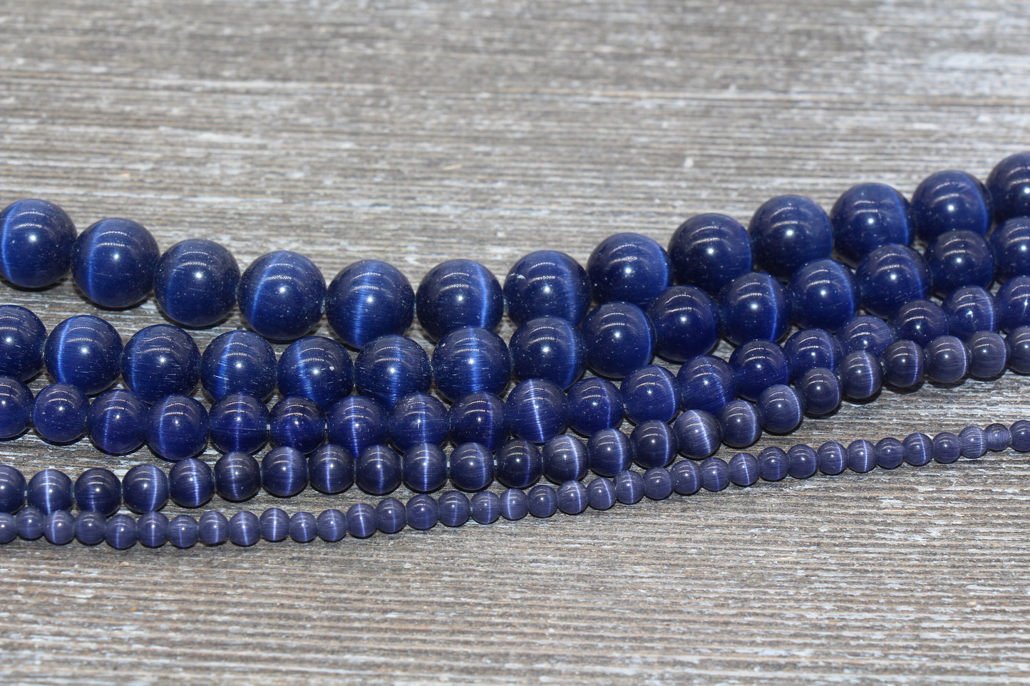 Blue Cat Eye Beads, Smooth Round Beads, Sizes 4mm 6mm 8mm 10mm 12mm, Full Strand 15.5 inch, #182