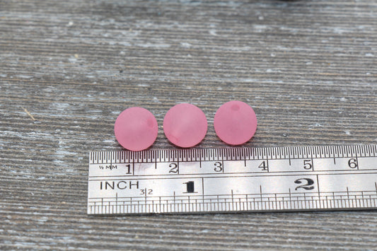 10mm Matte Pink Gumball Beads, Round Acrylic Loose Beads, Frosted Bubblegum Beads, Chunky Beads, Round Plastic Beads #682