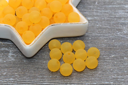 10mm Matte Orange Gumball Beads, Round Acrylic Loose Beads, Frosted Bubblegum Beads, Chunky Beads, Round Plastic Beads #684