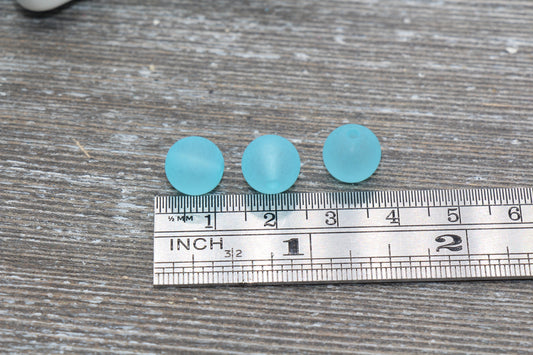 10mm Matte Blue Gumball Beads, Round Acrylic Loose Beads, Frosted Bubblegum Beads, Chunky Beads, Round Plastic Beads #681