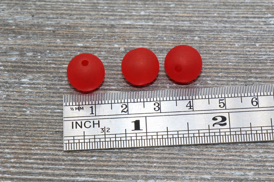 12mm Matte Red Gumball Beads, Round Acrylic Loose Beads, Frosted Bubblegum Beads, Chunky Beads, Round Plastic Beads #689