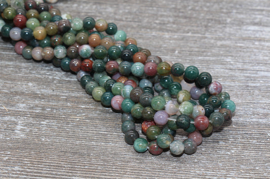 Indian Agate Beads, Gemstone Round Loos Beads, Sizes 6mm 8mm 10mm 12mm, Full Strand 15.5 inch, #166