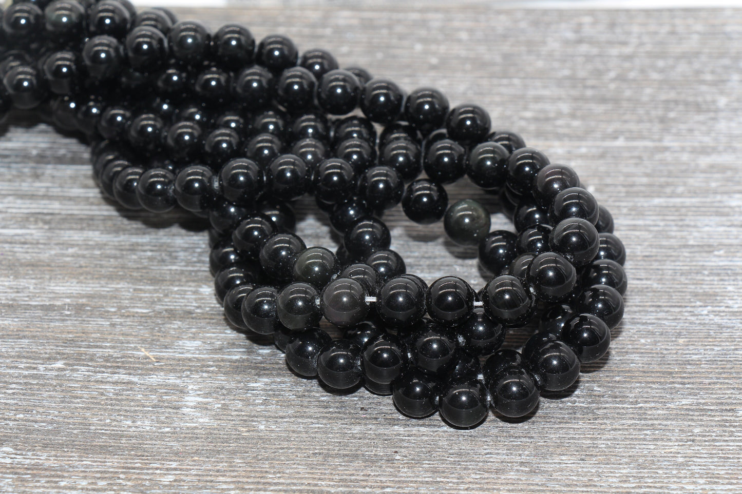 Rainbow Black Obsidian Beads, Black Gemstone Smooth Round Loose Beads, Size 6mm 8mm 10mm 12mm, Full Strand 15 inch, #169