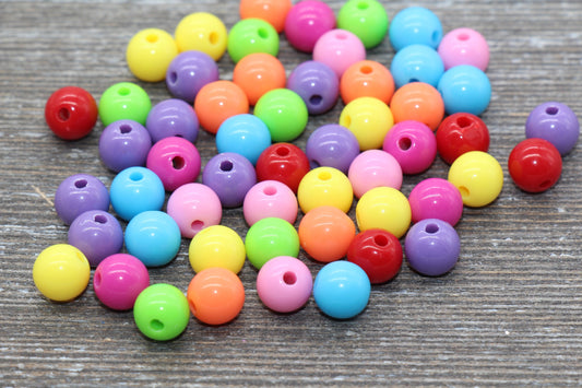 8mm Multicolored Gumball Beads, Round Acrylic Loose Beads, Bubblegum Beads, Chunky Beads, Bubble Gum Beads, Smooth Plastic Round Beads #775