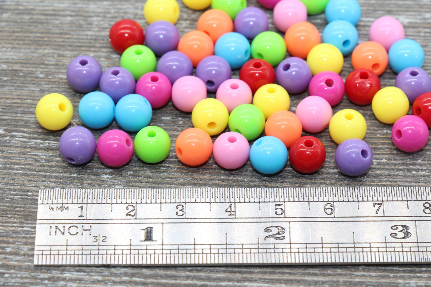 8mm Multicolored Gumball Beads, Round Acrylic Loose Beads, Bubblegum Beads, Chunky Beads, Bubble Gum Beads, Smooth Plastic Round Beads #775