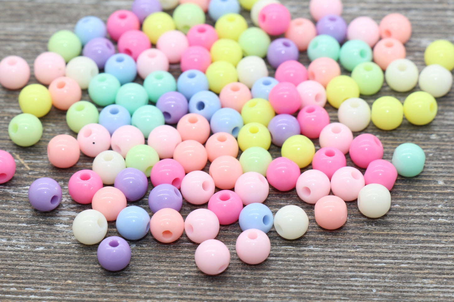 6mm Pastel Multicolored Gumball Beads, Round Acrylic Loose Beads, Bubblegum Beads, Chunky Beads, Smooth Round Plastic Beads #778