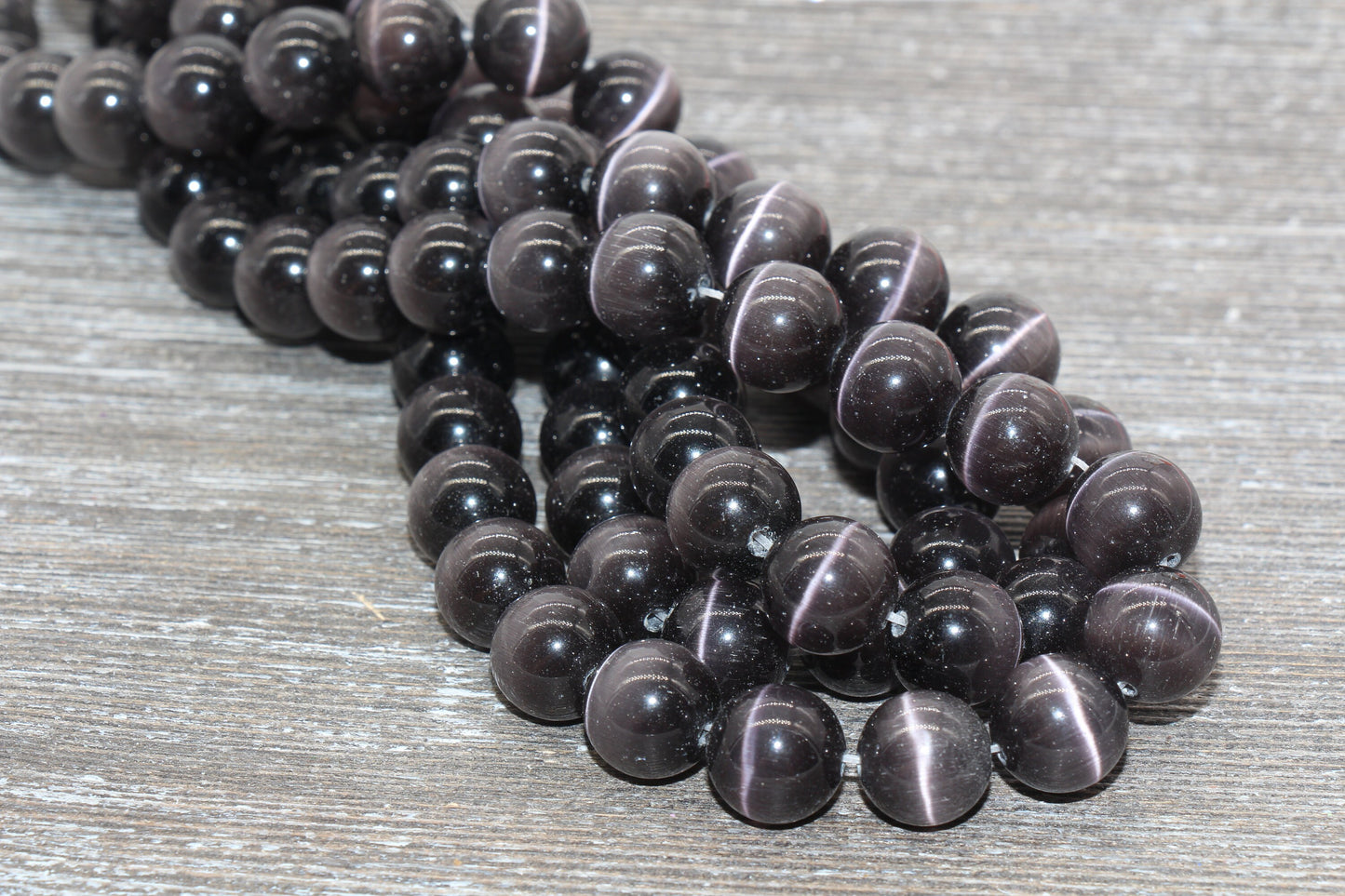 Gray Cat Eye Beads, Smooth Round Beads, Sizes 4mm 6mm 8mm 10mm 12mm, Full Strand 15.5 inch, #178