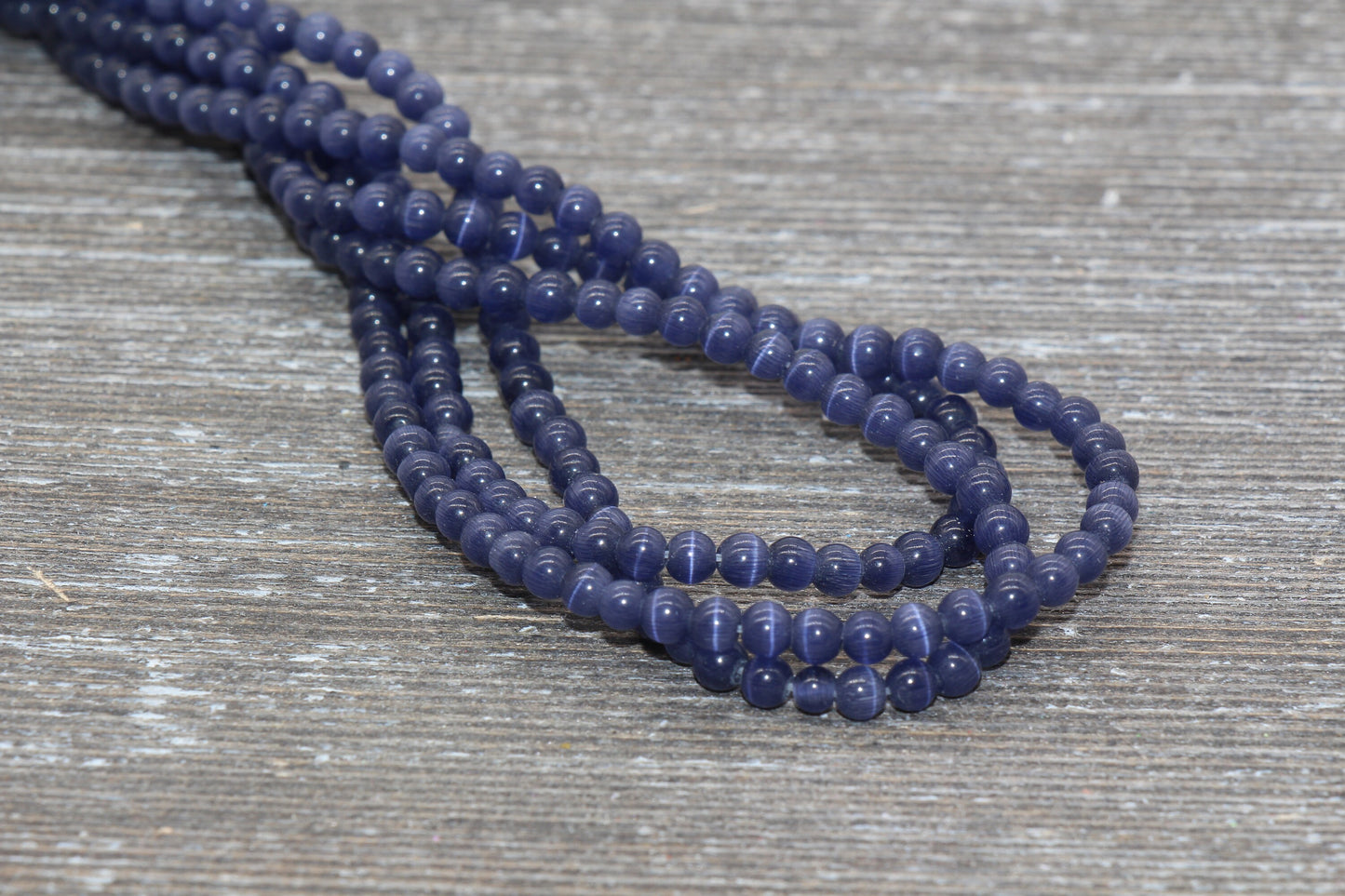 Blue Cat Eye Beads, Smooth Round Beads, Sizes 4mm 6mm 8mm 10mm 12mm, Full Strand 15.5 inch, #182
