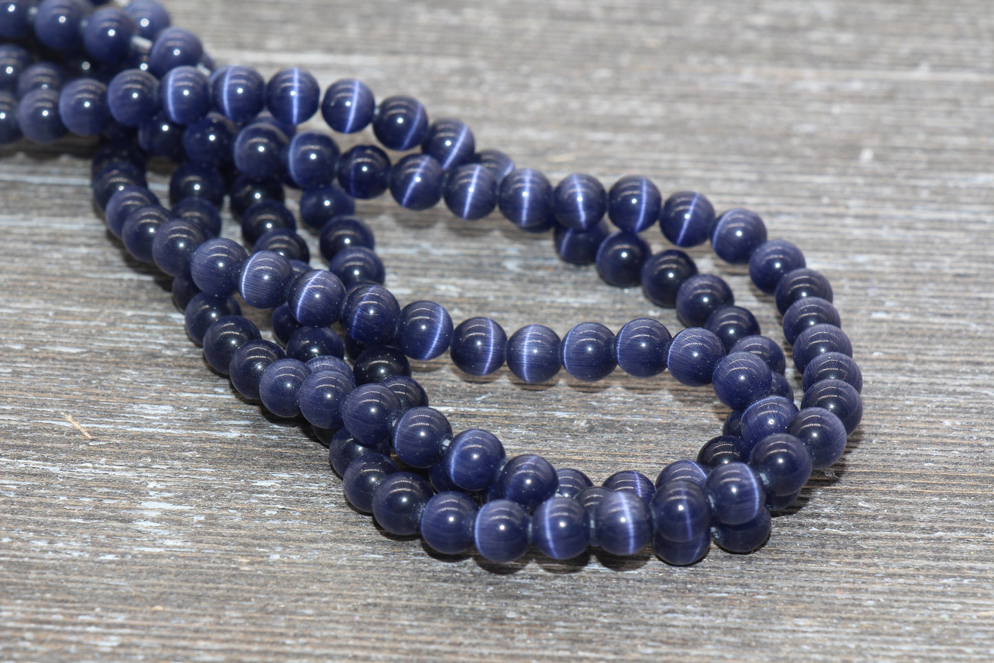 Blue Cat Eye Beads, Smooth Round Beads, Sizes 4mm 6mm 8mm 10mm 12mm, Full Strand 15.5 inch, #182