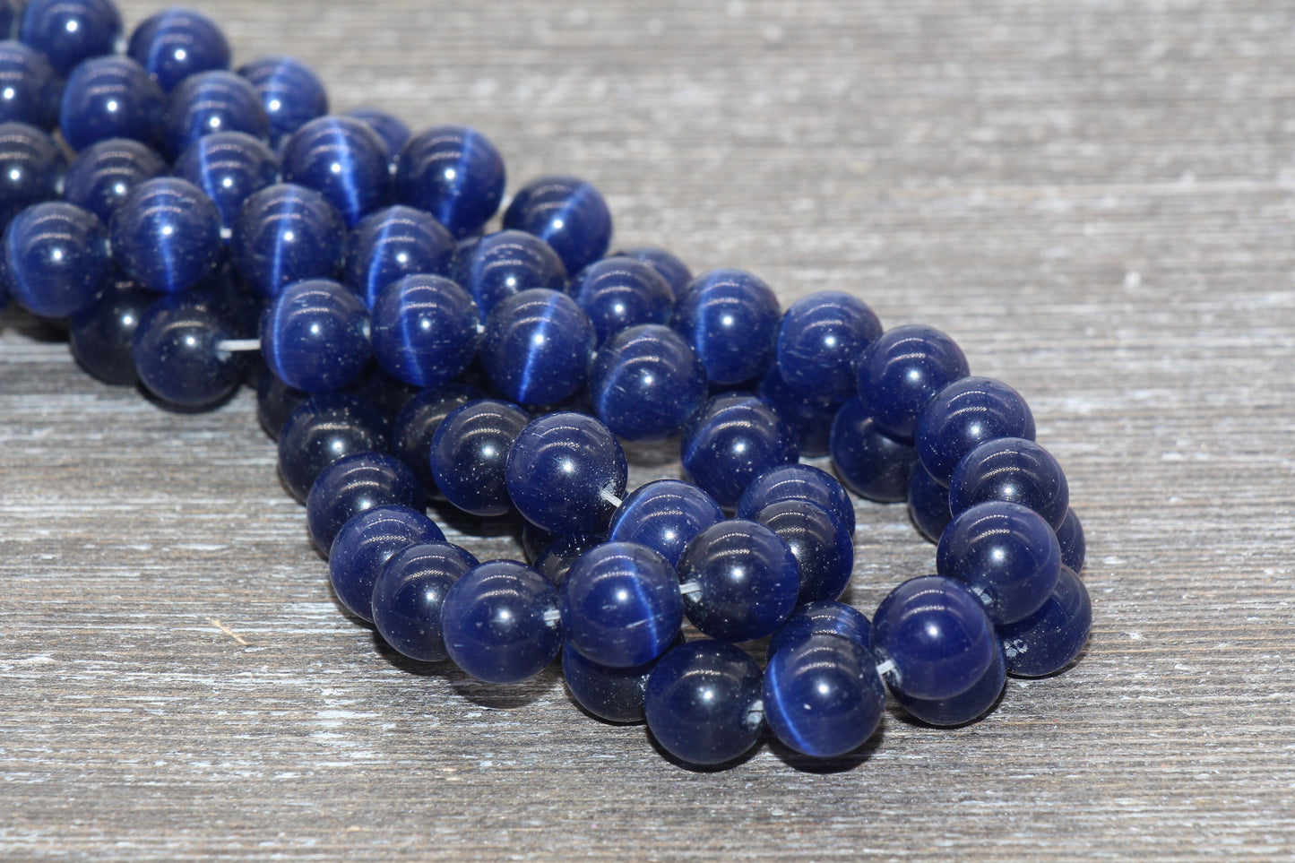 Blue Cat Eye Beads, Smooth Round Beads, Sizes 4mm 6mm 8mm 10mm 12mm, Full Strand 15.5 inch, #182