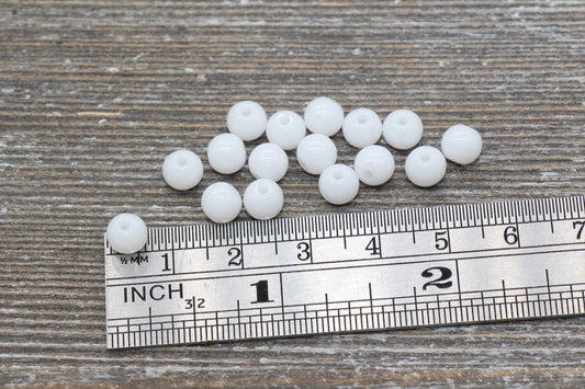 6mm White Gumball Beads, Round Acrylic White Loose Beads, Bubblegum Beads, Chunky Beads, Bubble Gum Beads, Smooth Plastic Round Beads #263