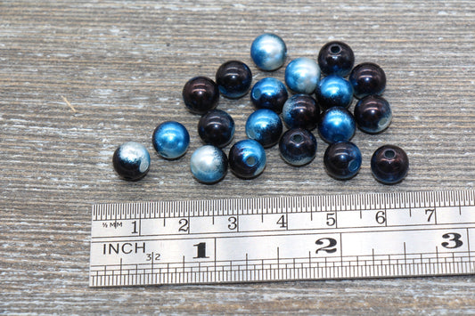 8mm Black and Blue Mermaid Ombre Pearls Beads, Ombre Beads, Chunky Beads, Imitation Pearl Beads, Gumball Beads, #768