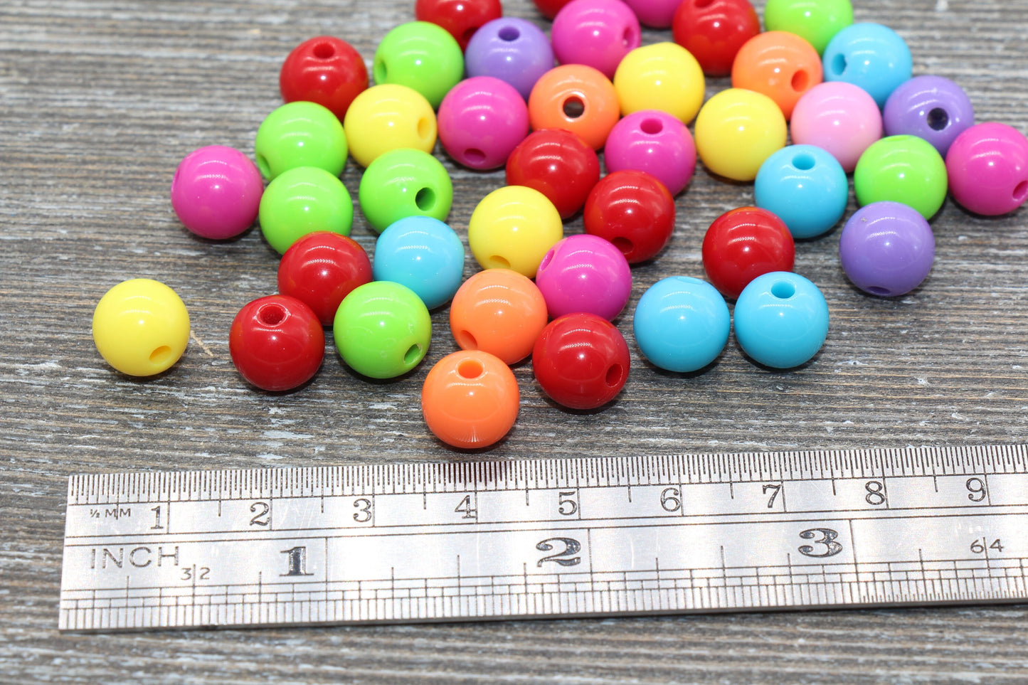 10mm Multicolored Gumball Beads, Round Acrylic Loose Beads, Bubblegum Beads, Chunky Beads, Gumball Beads, Smooth Plastic Round Beads #774