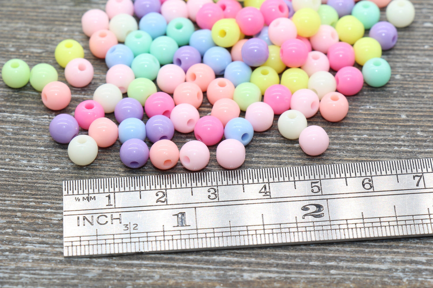 6mm Pastel Multicolored Gumball Beads, Round Acrylic Loose Beads, Bubblegum Beads, Chunky Beads, Smooth Round Plastic Beads #778