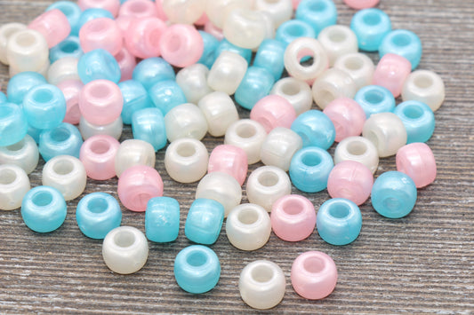 Multicolored Pony Beads, Acrylic Loose Beads, Mixed Color Plastic Bubblegum Beads, Chunky Beads, Spacer Beads #779